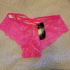 Brazilian Cut Panties Hot Pink Lace with Strappy Back